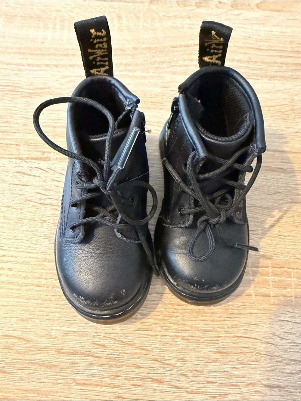 Dr. Martens Black Leather Lace Up Side Zipper Boots Toddler Size 5
